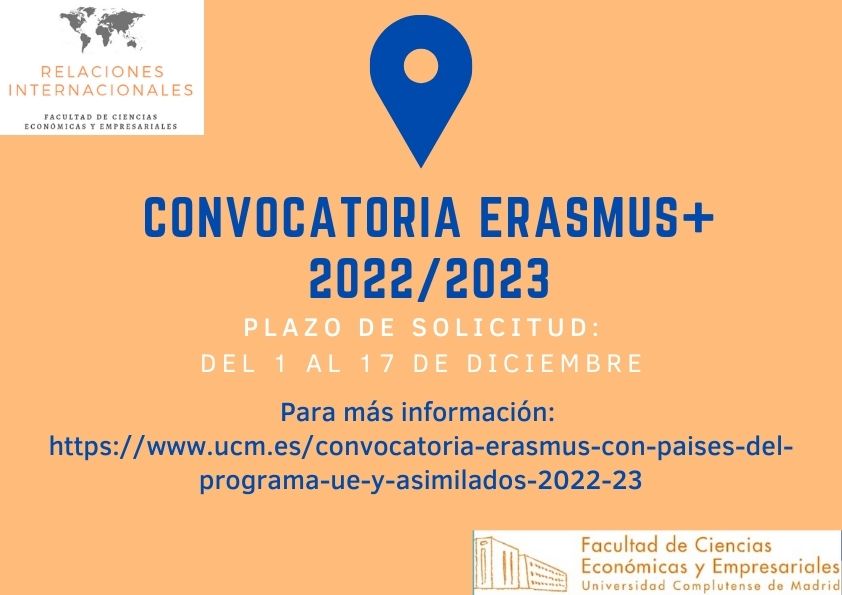Convocatoria ERASMUS PLUS Curso 2022-23